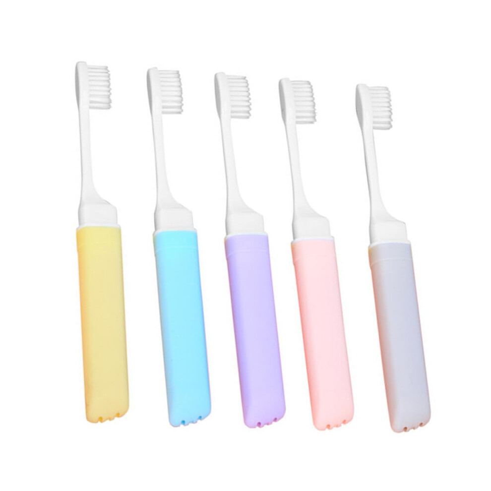 Folding Toothbrush Portable Soft Bristle Ergonomic Design Deep Cleaning Gum Care Compact For Adults Assorted Color