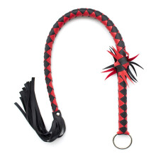 SM Whip Flogger Braided Couples Spanking Whips Adult Flirting Leather Whip Fetish Bondage Sex Toy, Length 80 cm (Red)