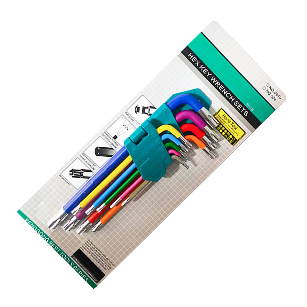 9Pcs Cr V Hex Key Wrench Set T10-T50 Ball End Maintenance Tool 4691368985281