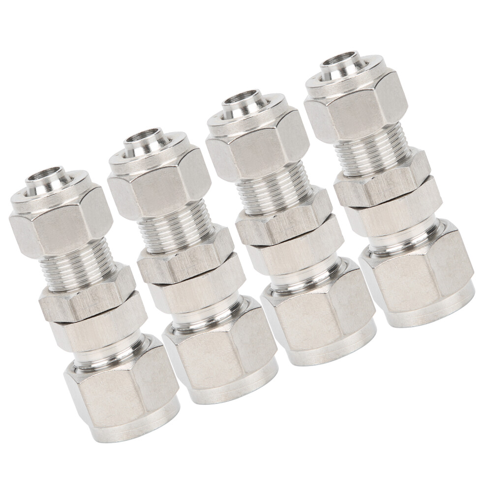4Pcs Stainless Steel Ferrule Compression Fittings 6-10Mm Straight Bulkhead Connector 4001383018633