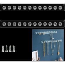 Expositor de ganchos para joyas, soporte para collares con pomos brillantes en forma de bola de cristal, organizador de collares de montaje en pared