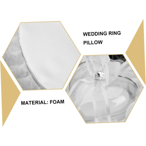 Wedding ring pillow heartshaped with creative ring storage, white 2