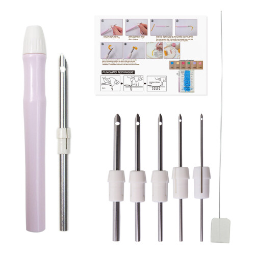 Stainless Steel Embroidery Punch Needle Set Including Adjustable