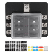 Bloc de siguranțe compact impermeabil, panou de siguranțe indicator LED de 12V, covoraș izolat ignifug, construit ca o soluție de cablare Uni