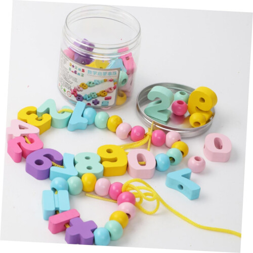 1 Set String Beads Thread Number Beads Toy Children's Beads Bamboo 1
