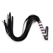 Flogger Leather SM Short Leather Whip SM Bondage Fetish Adult Whip Sex Toy for Couples Role Play Clothing Cosplay Length 45 cm (Black Pink) Blackpink