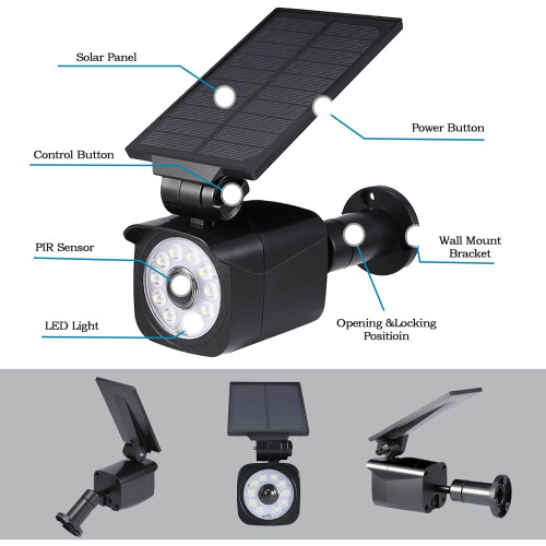 Dummy Camera with Solar Lamp, Motion Sensor, 3 Modes, IP67, LED Bulbs (All in One) 1