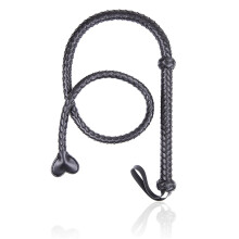 SM Whip Flogger Long Braided Leather Adult Heart Whips Fetish Spanking Bondage Sex Toy, 130 cm (Black)