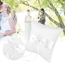 Ring Holder Pillow Wedding Ring Pillow with Bow Knot and Pearl 20*20CM