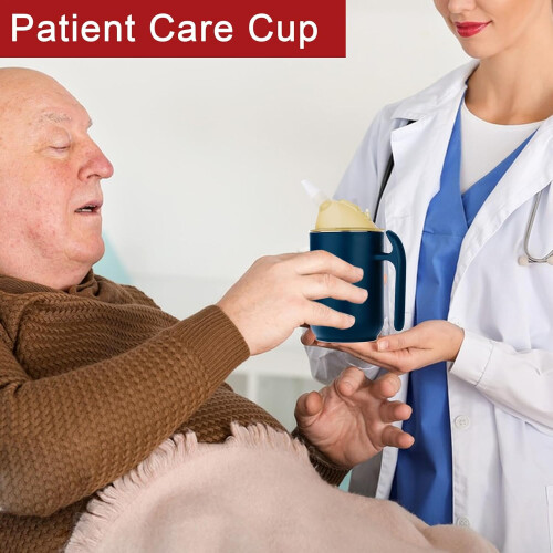 Adult Sippy Cups for Elderly  SpillProof Feeding Cup with Handle  Blue 1