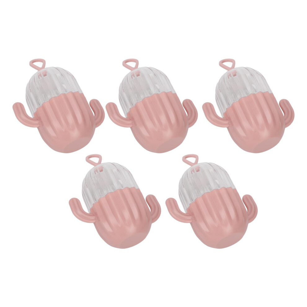 Pink 5Pcs Plastic Cactus Shape Beauty Egg Storage Boxes For Makeup Sponges & Jewelry