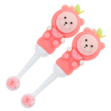 Pack of 2 Children's Toothbrush with Soft Bristles Cute Bear Pink