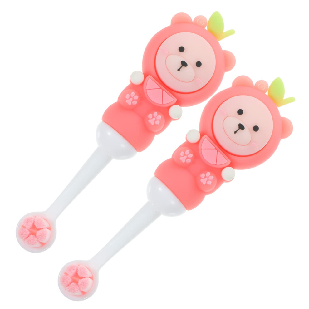 Pack of 2 Children's Toothbrush with Soft Bristles Cute Bear Pink
