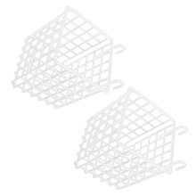 Lot de 2 conteneurs de rangement en treillis métallique blanc,-S