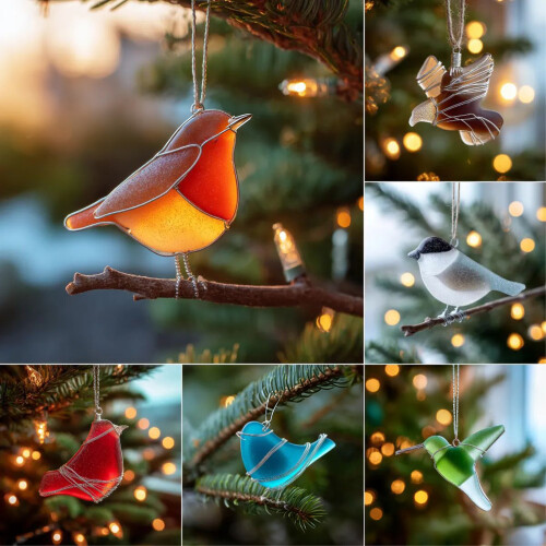 Hanging Chrismas Tree Decors Bird Watcher Collection-as picture 2