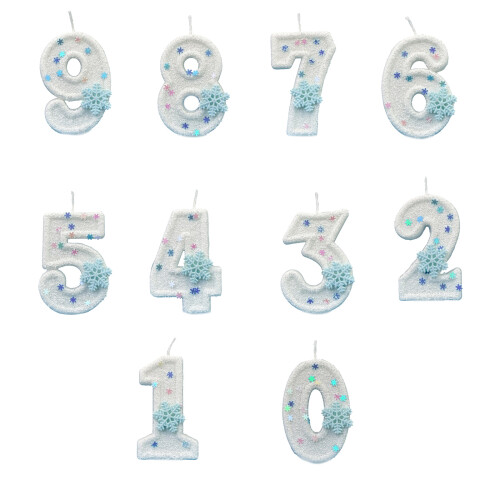 Fantasy Winter Snowflake Theme Birthday Number Candle For-7 2