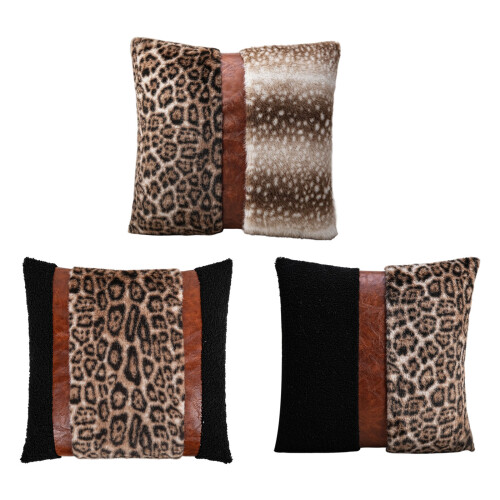 Leopard Pattern Patchwork Square Pillow Case-leopard print 2 1