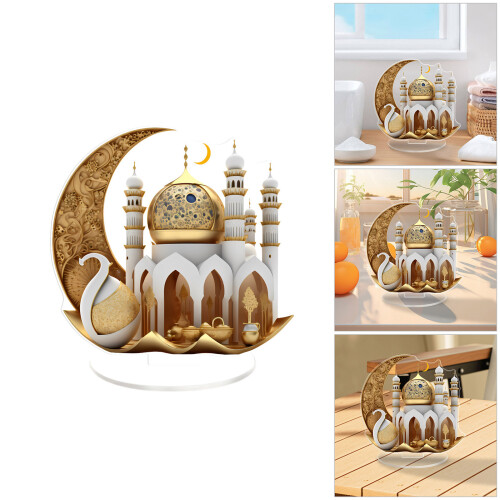 Eid Mubarak 2D Flat Acrylic Moon Castles Ornament Decorative 1
