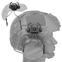 Tactical Helmet Mount Headset Earmuffs Bracket Adapter OpsCore ARC/MLOK Rail 360 Rotation Side Suspension Black