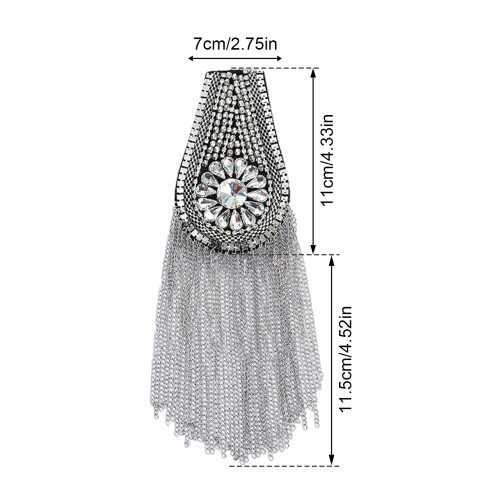 Multipurpose Metallic Shoulder Epaulettes Rhinestones-silver 2