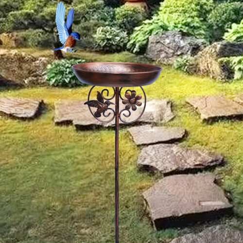 Heavy Duty Recycle Friendly Iron Birdbath Feeder With Stable 1