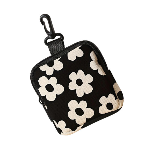 Support compact pour serviettes-Fleurs blanches sur bla