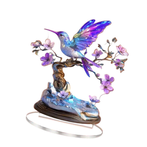 Acrylic Flower Branch Bird Statue Decorative Figurine-type 2