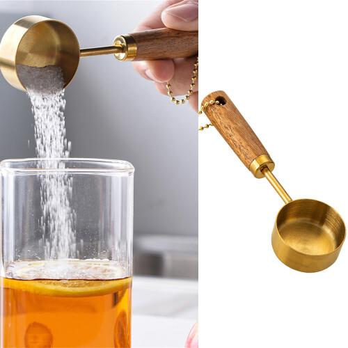 Holzgriff 14ML Löffel Edelstahl Kaffeebohnen-Edelstahlfarbe 2