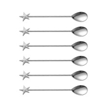 6Pcs Coffee Dessert Spoon Zincs Alloys Stirring Spoons-Silver
