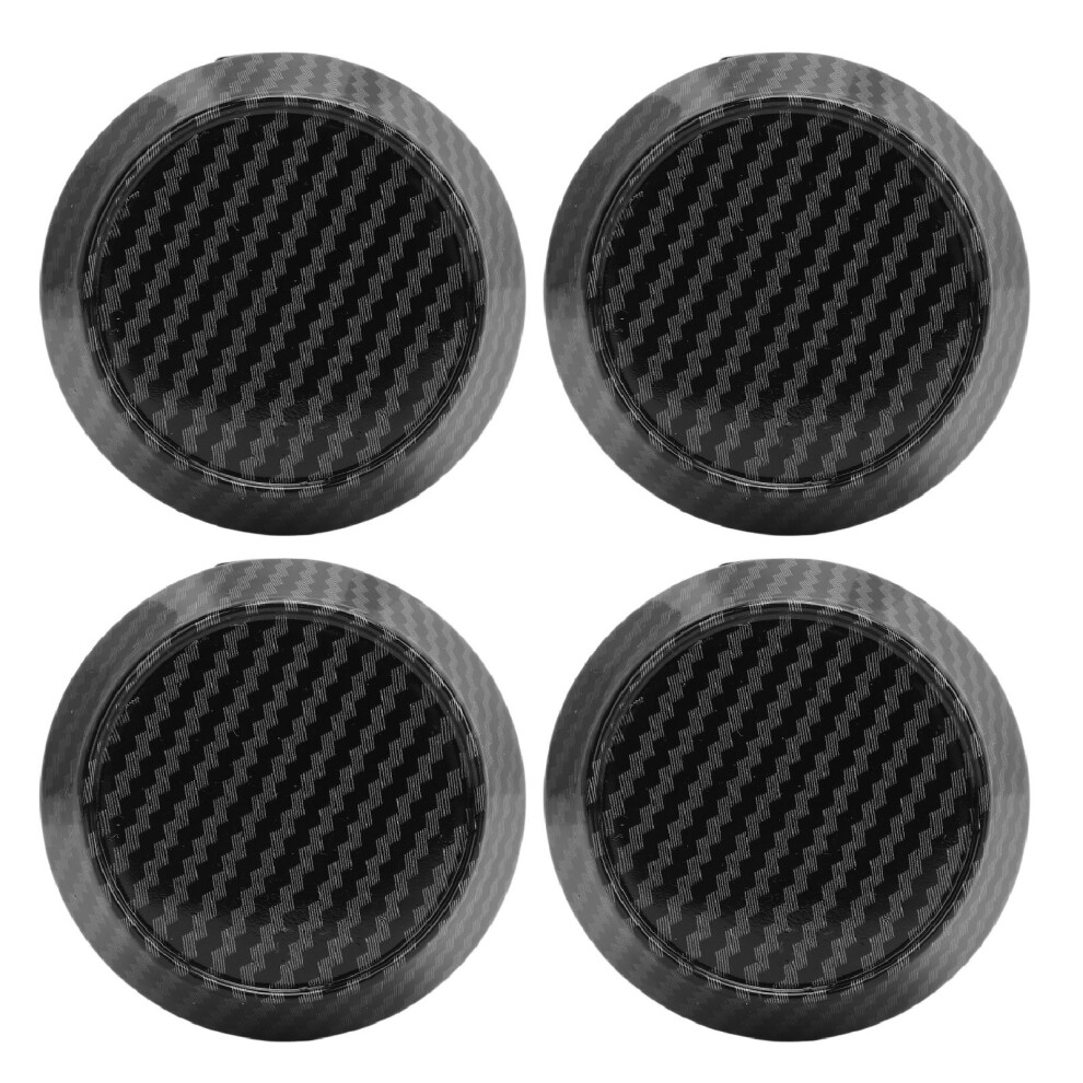 High Gloss Finish Wheel Center Caps Carbon Fiber Pattern Uni Fit Dur Mat Waterproof Easy Install Car Accs Stylish Hub Covers (4Pcs), Car Interior 9190834578705