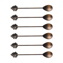Pack of 6 Leaf Shaped Designs Stirrers Corrosions-red patina