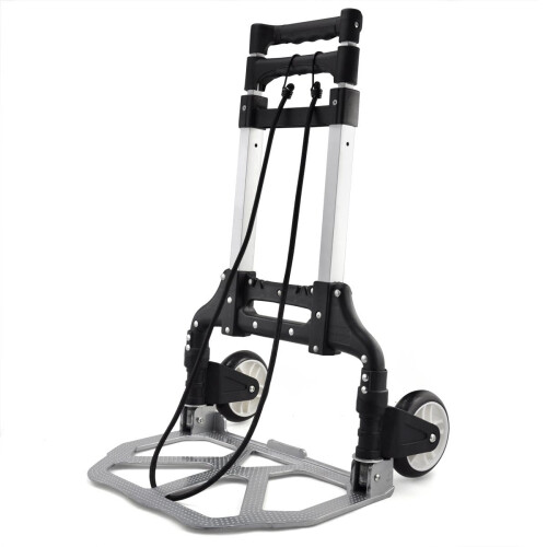Folding Sack Truck, Lightweight Aluminium Trolley, Adjustable Handle, 75 kg Capacity