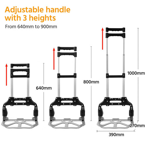 Folding Sack Truck, Lightweight Aluminium Trolley, Adjustable Handle, 75 kg Capacity 1