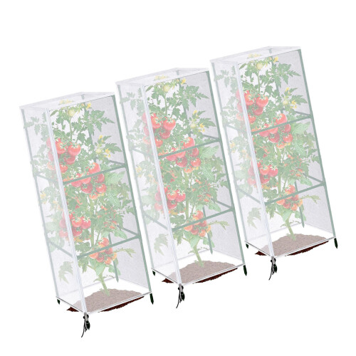 Square Tomato Cage Insect Bird Networking Slide Cord-3 pack