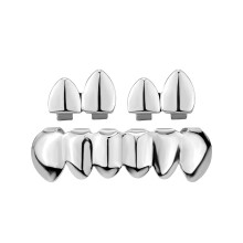 Fashion jewelry, Hip Hop style teeth grillz set, shiny Hip Hop grillz set for music lovers, adjustable dental caps for upper and lower teeth.