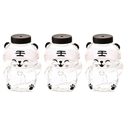 User Friendly Bear Shape Glass Cup With Straw Leak Proof- 1 3