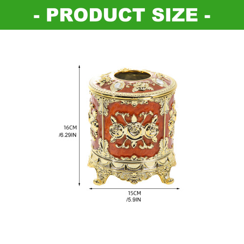European Enamel Crafted Decorative Tissue Box Container-White 2