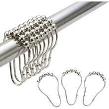Shower Hooks for Curtain, Easy to Install and Remove Shower Curtain Rings, Stainless Steel with Anti-rust Lubricant, Polished Nickel Finish for Bathro