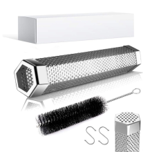 Billowing Smoke Generator for Grilling, Pellet Smoker Tube Stainless Steel with Brush and Hook, Portable Barbecue Smoking Tube for Hot or Cold Smoking