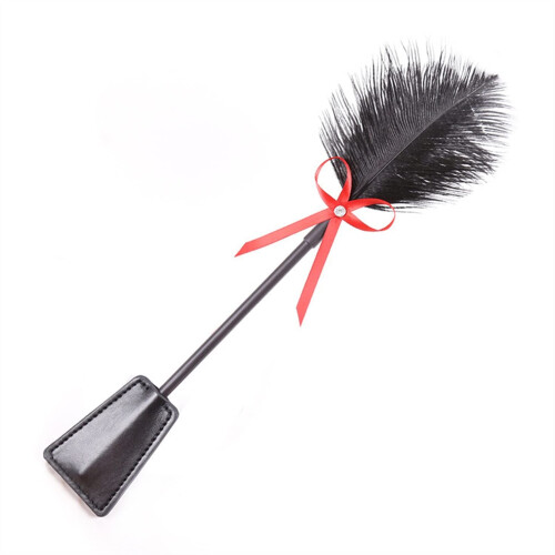 B Feather Tickle Whip Leather Black