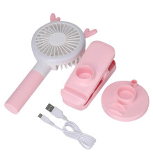 Mini-Ventilator für den Sommer, wiederaufladbar per USB, mit LED-Lampe und abnehmbarem, rutschfestem Standfuß, kompakter und leichter