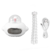 Genopladelig 360 roterende ventilator, justerbar i flere vinkler, kraftfuld luftstrøm til camping, vandreture og barnevogn. Brug et batteri med