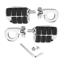 Pedane poggiapiedi antiscivolo per moto, poggiapiedi autostradali per barre paramotore, inserto in gomma resistente, finitura cromata, vestibilità
