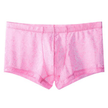 Men's Boxer Briefs Lace Underwear Large Sizes OpenCrotch Mesh Pink XL