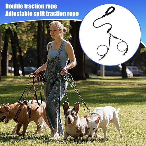 Double Dog Cable, Adjustable Dual Leash Prevents Tangling  Dog Accessories 1