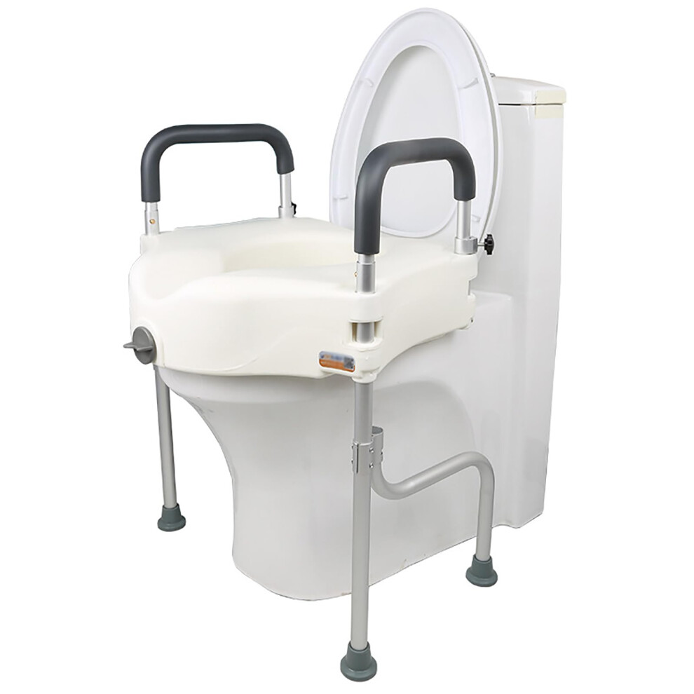 Toilet seat riser for seniors, 170 support, 150 kg capacity, antislip frame.