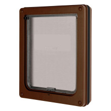 Large Lockable Pet Door for Dogs and Cats with Magnetic Lock and Automatic Close, Brown L