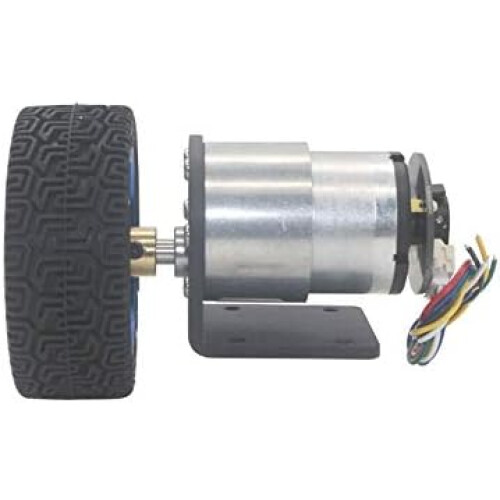 XBAOFU 1pc 37mm Diameter DC Gear Motor With Encoder, 12V/24V, JGB37520, 60RPM, Wheel Kit for DIY 1