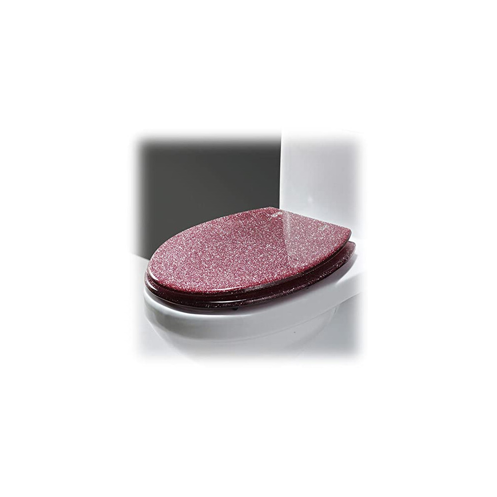 Glitter Oval Soft Close Toilet Seat Quick Release Hinge Resin Material Easy To Clean Fits Most Toilets Bathroom 9412369970893
