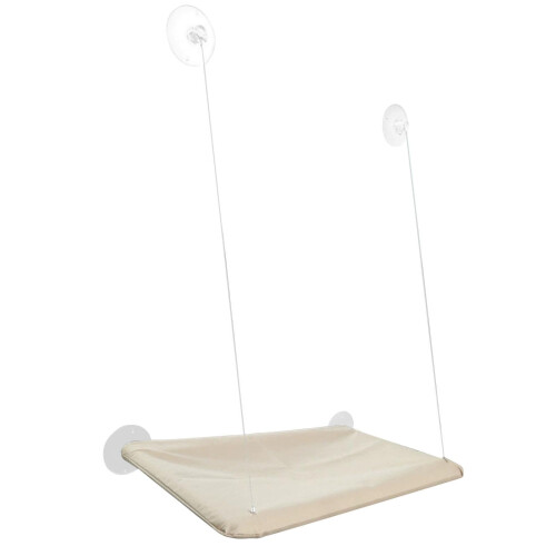 Cat Window Bed, Heavy Duty Kitten Perch, Soft Hammock, 4 Suction Cups, Cream